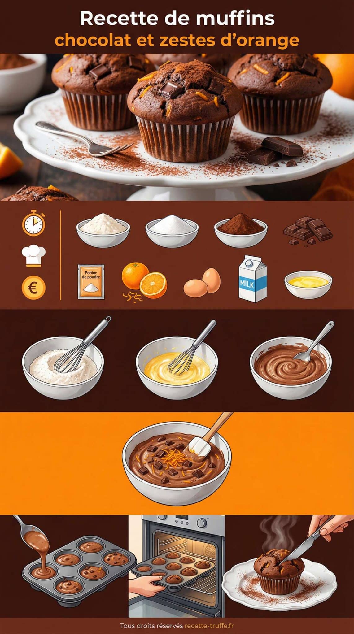 Fiche recette Recette de muffins chocolat et zestes d'orange