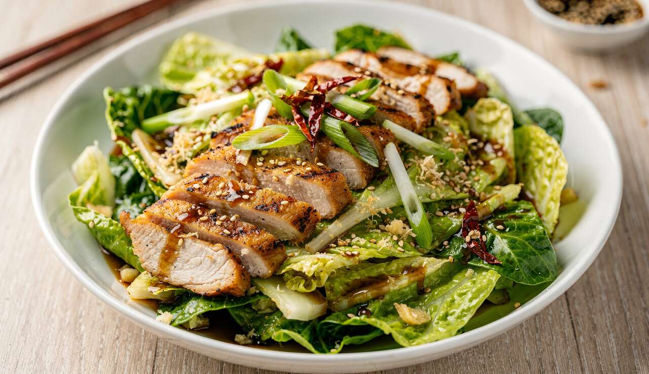 Salade de chou chinois, poulet et sésame : recette savoureuse