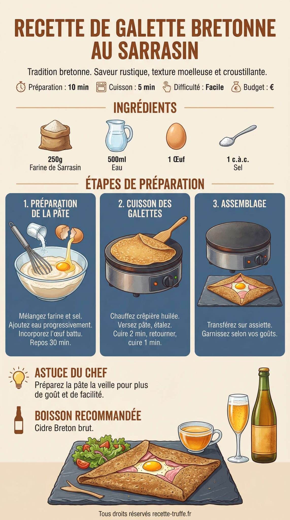 Fiche recette Recette de galette bretonne au sarrasin : d&eacute;licieuse cr&ecirc;pe traditionnelle