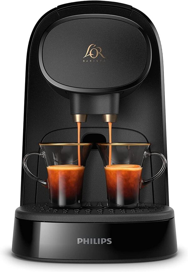 Philips L'Or Barista Original, Machine à café à Capsules, Double Capsule, Double Plaisir, 1 ou 2 Tasses, Qualité Espresso, Noir (LM8012/60) [Classe énergétique A]