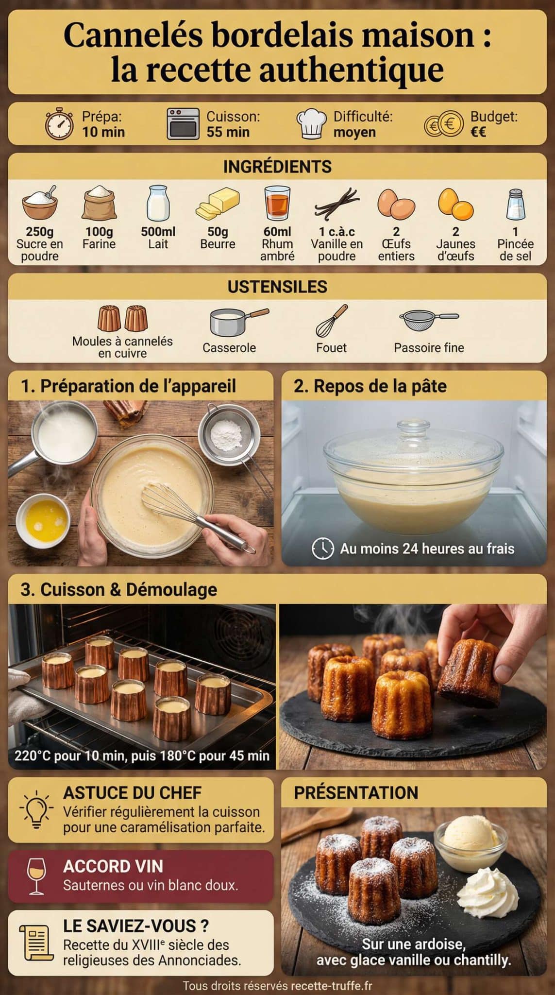 Fiche recette Cannel&eacute;s bordelais maison : la recette authentique