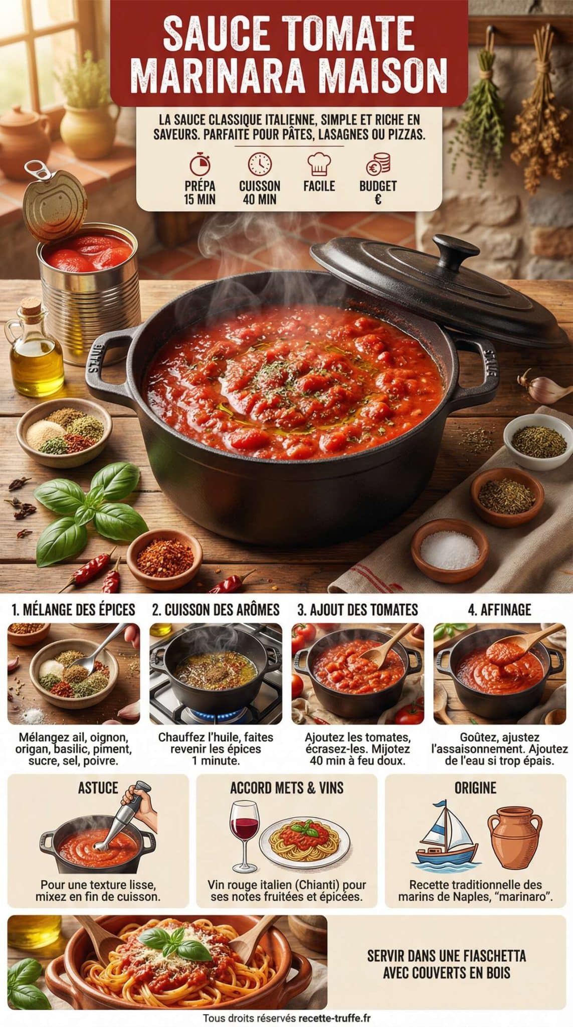 Fiche recette Recette de sauce tomate marinara maison Fiche recette Recette de sauce tomate marinara maison