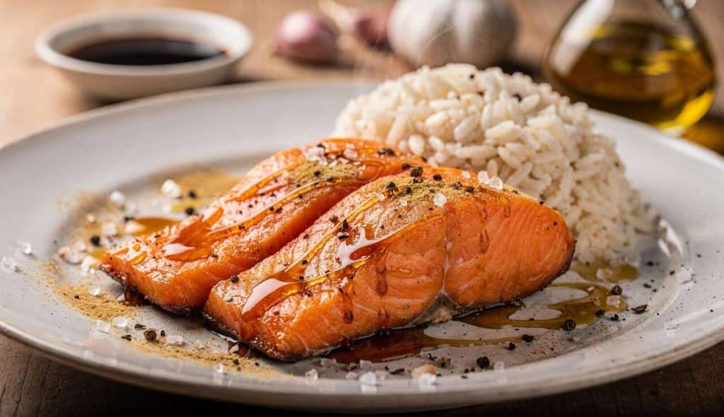 Saumon laqué au balsamique : recette savoureuse avec riz basmati