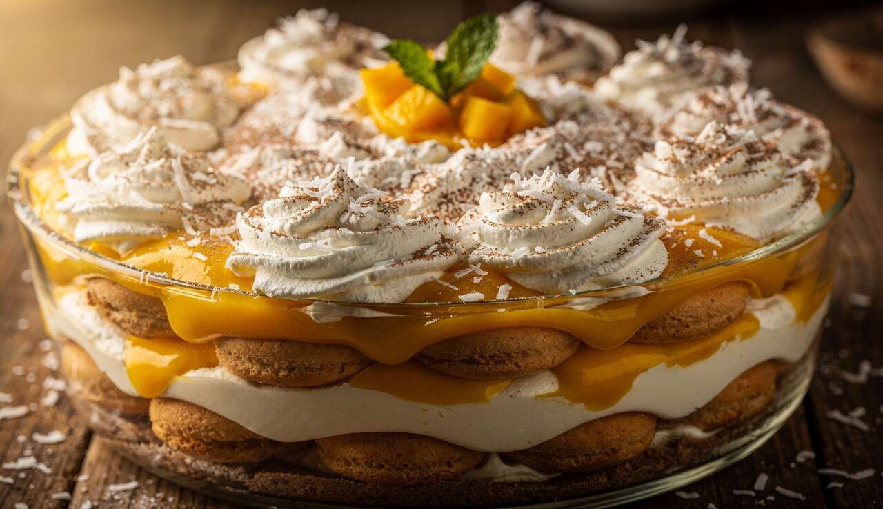 Tiramisu exotique mangue-coco, quand l'Italie rencontre les tropiques