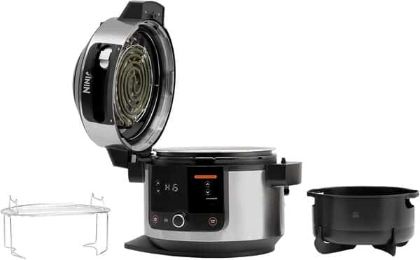 Ninja Foodi Multicuiseur avec SmartLid, 11 en 1, 6L, Autocuiseur Multifonction, Cuisson sous pression, Air Fryer, Friteuse à air, Vapeur combinée, Mijoteuse, Griller, Cuire, Acier inoxydable, OL550EU