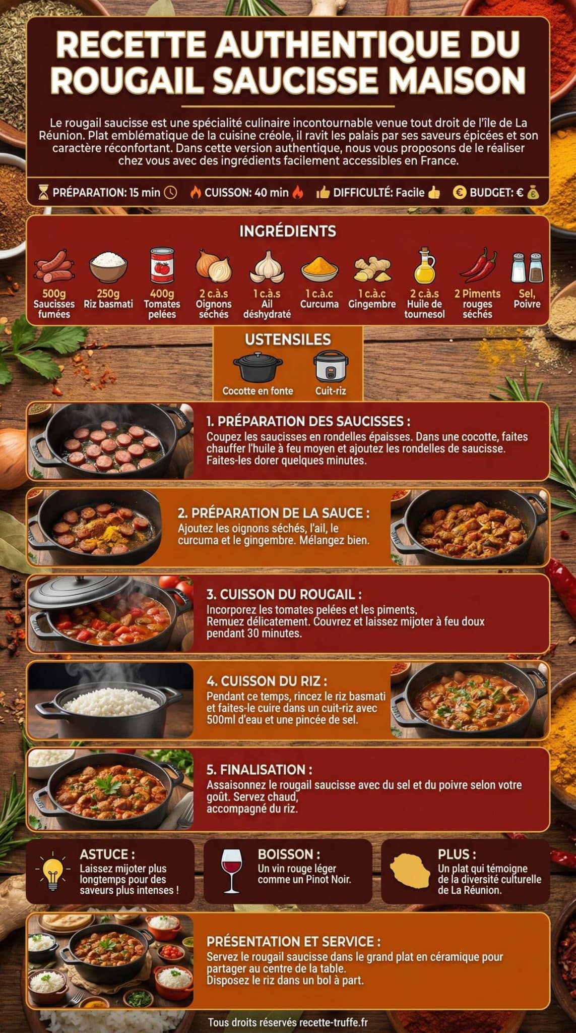 Fiche recette Recette authentique du rougail saucisse maison