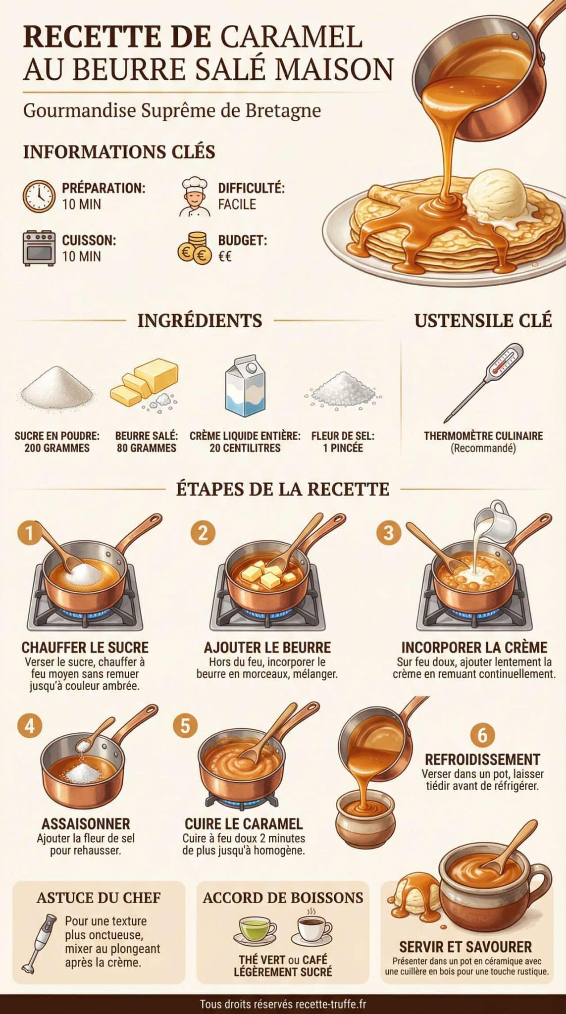 Fiche recette Recette de caramel au beurre sal&eacute; maison