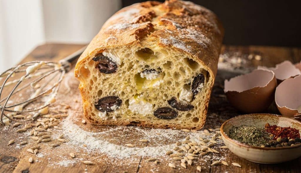 Cake Salé Olive et Feta : recette Végétarienne Savoureuse