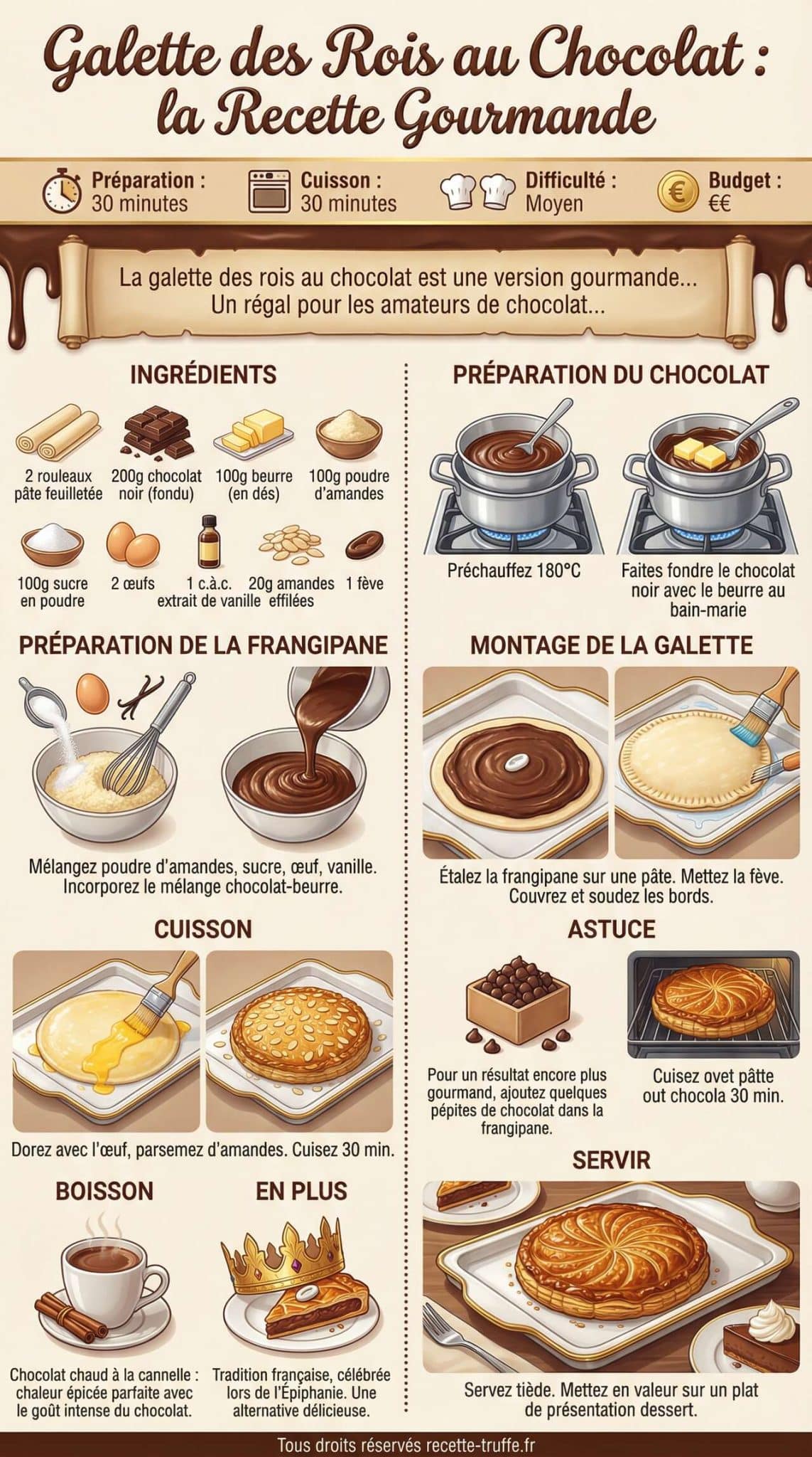 Fiche recette Galette des Rois au Chocolat : la Recette Gourmande