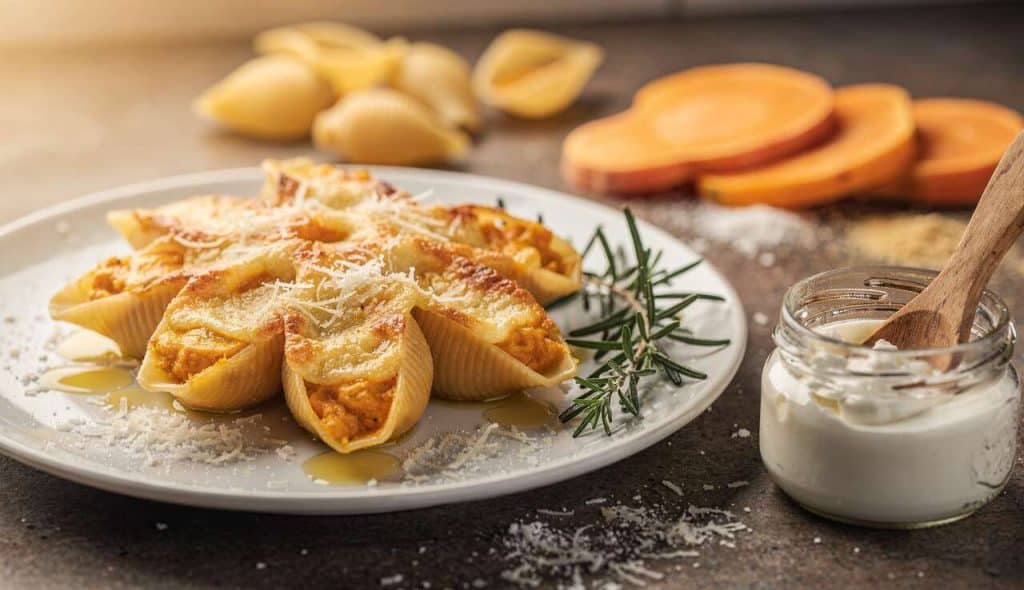 Recette : conchiglioni farcis au potimarron et chèvre