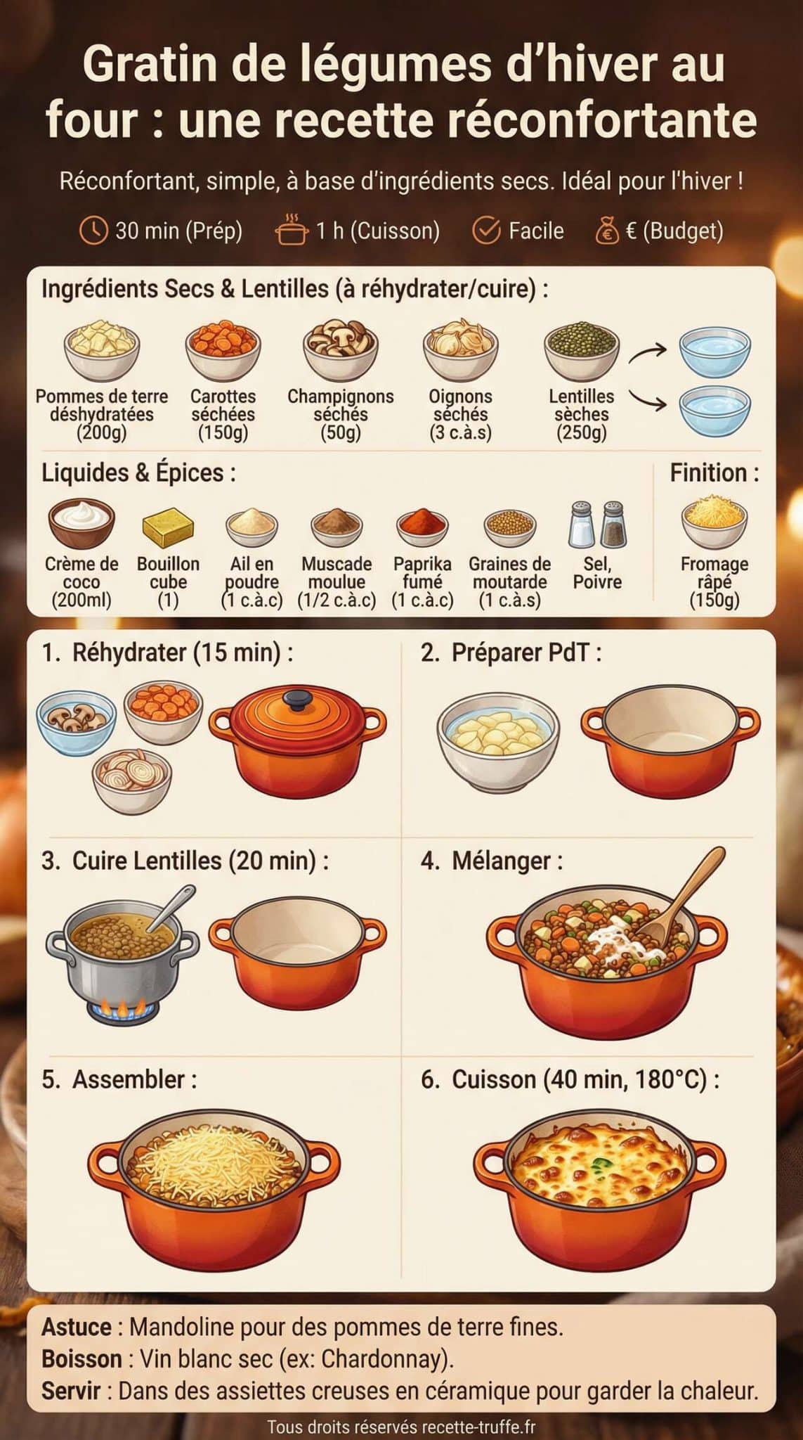 Fiche recette Gratin de l&eacute;gumes d'hiver au four : une recette r&eacute;confortante