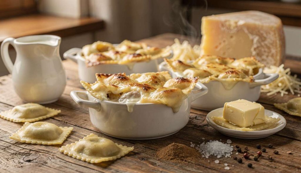 Recette facile : mini-cocottes de ravioles gratinées