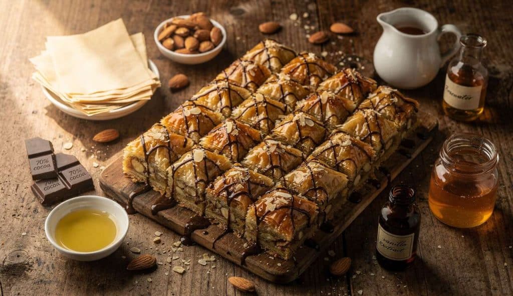 Baklava aux amandes et chocolat : recette gourmande