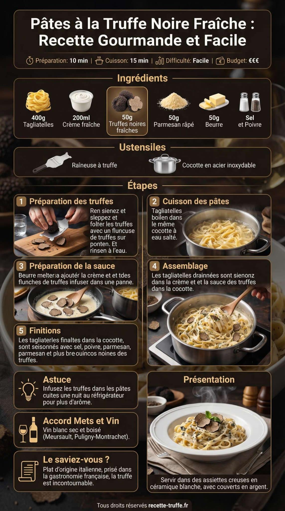 Fiche recette P&acirc;tes &agrave; la truffe noire fra&icirc;che : recette gourmande et facile