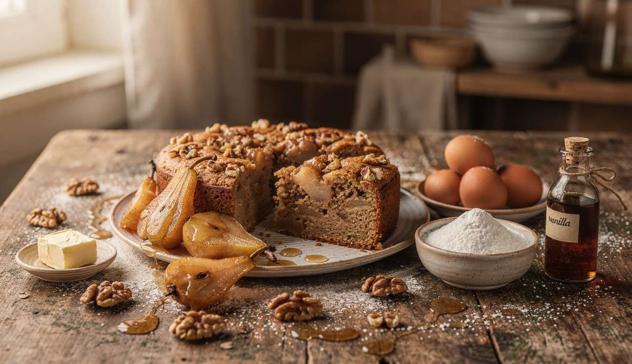 Gâteau aux poires et noix : une recette gourmande