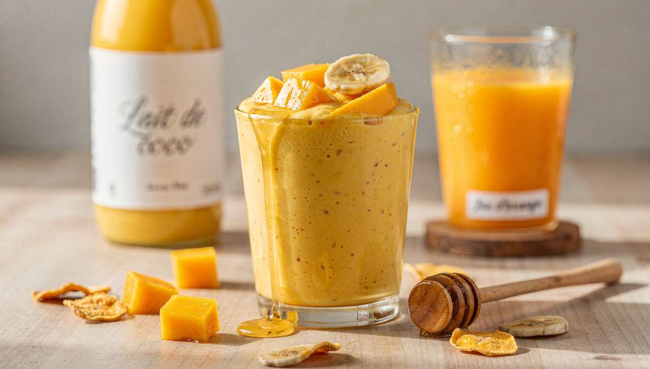 Smoothie mangue banane lait de coco : recette facile et savoureuse