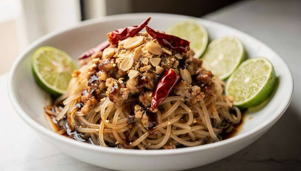 Salade de vermicelles au porc façon thaï : recette exotique