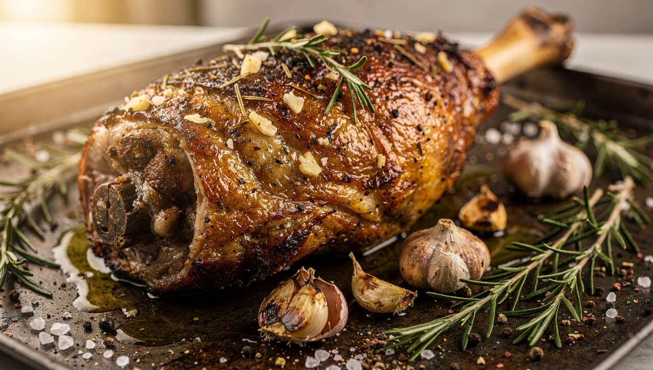 Gigot d'agneau au four : ail et romarin