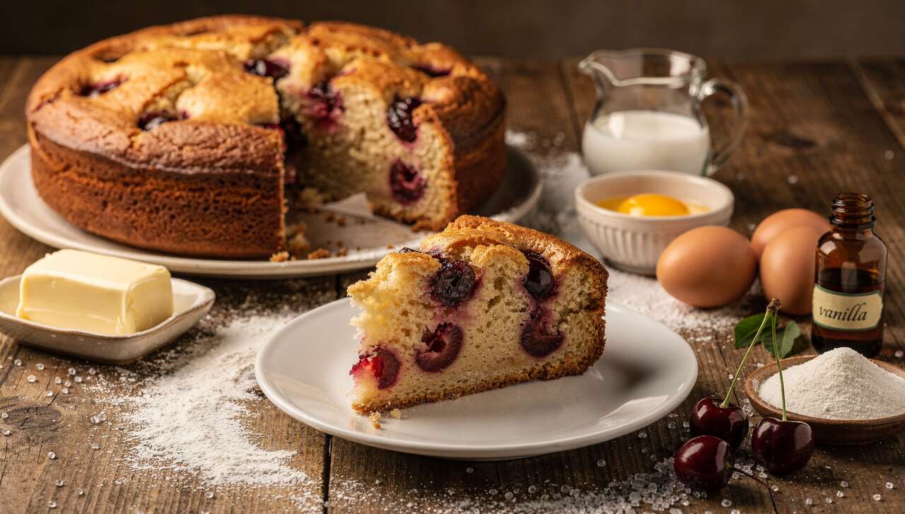 Gâteau aux cerises très moelleux : recette facile et délicieuse