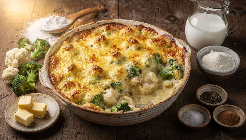 Gratin de chou-fleur et brocoli : recette savoureuse
