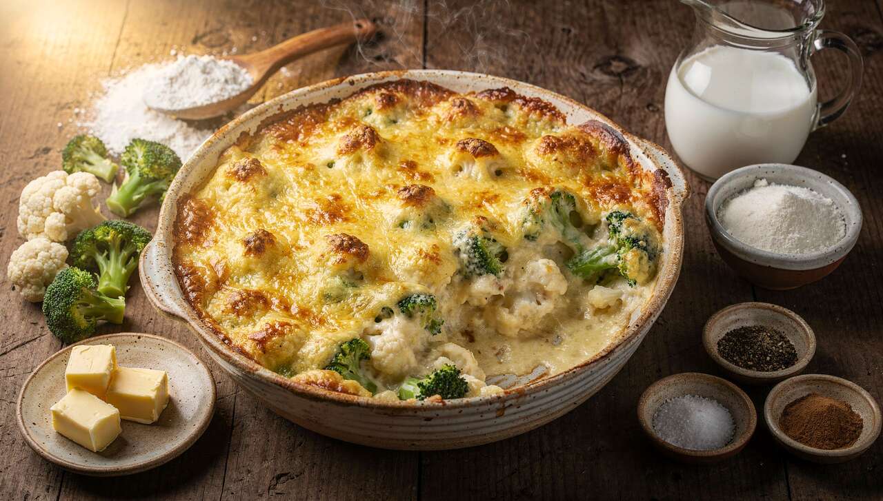 Gratin de chou-fleur et brocoli : recette savoureuse