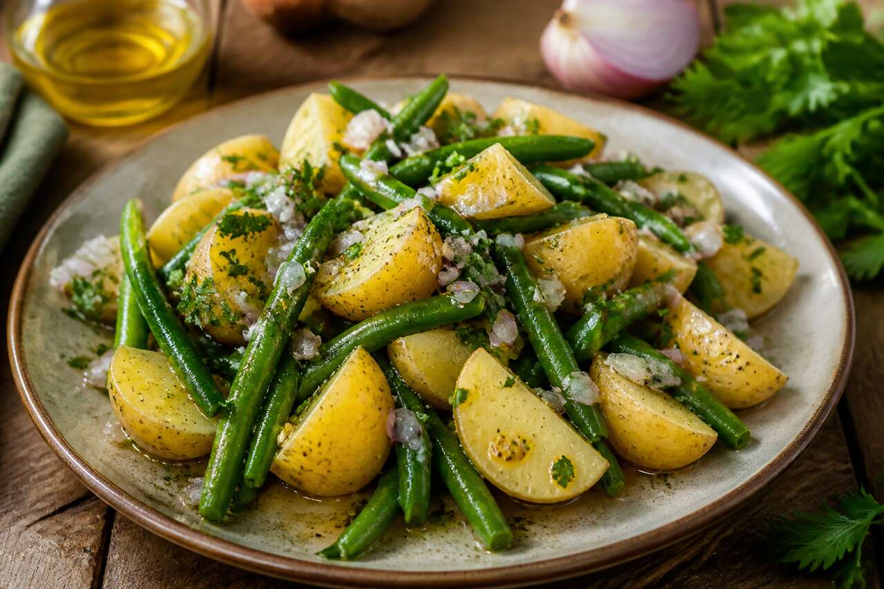 Recette de salade de pommes de terre nouvelles et haricots verts