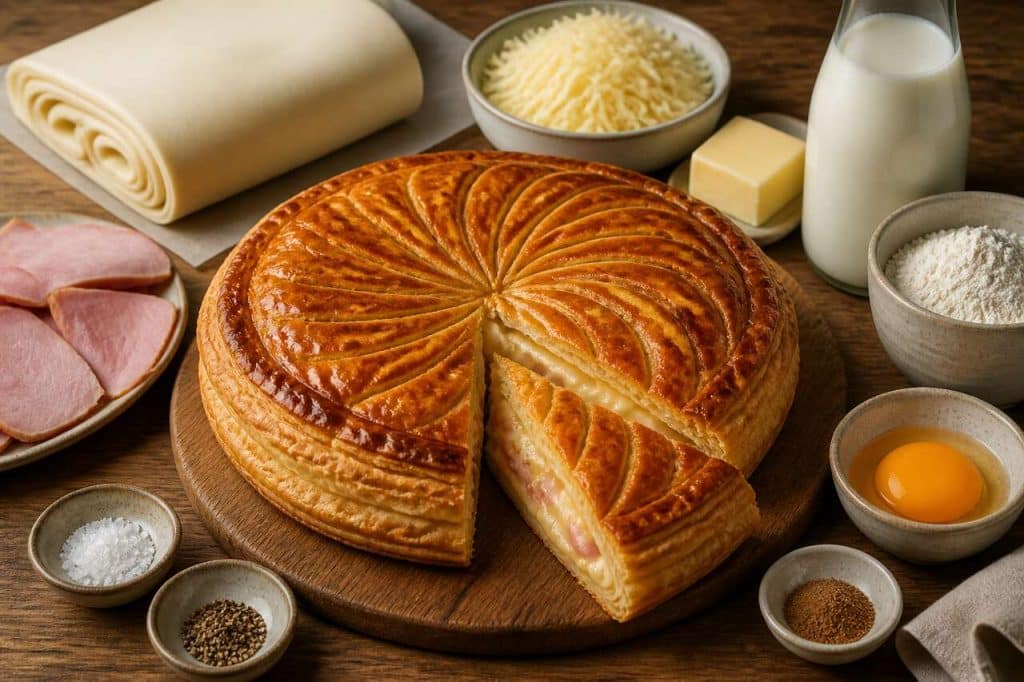 Tourte feuilletée jambon fromage béchamel : recette savoureuse