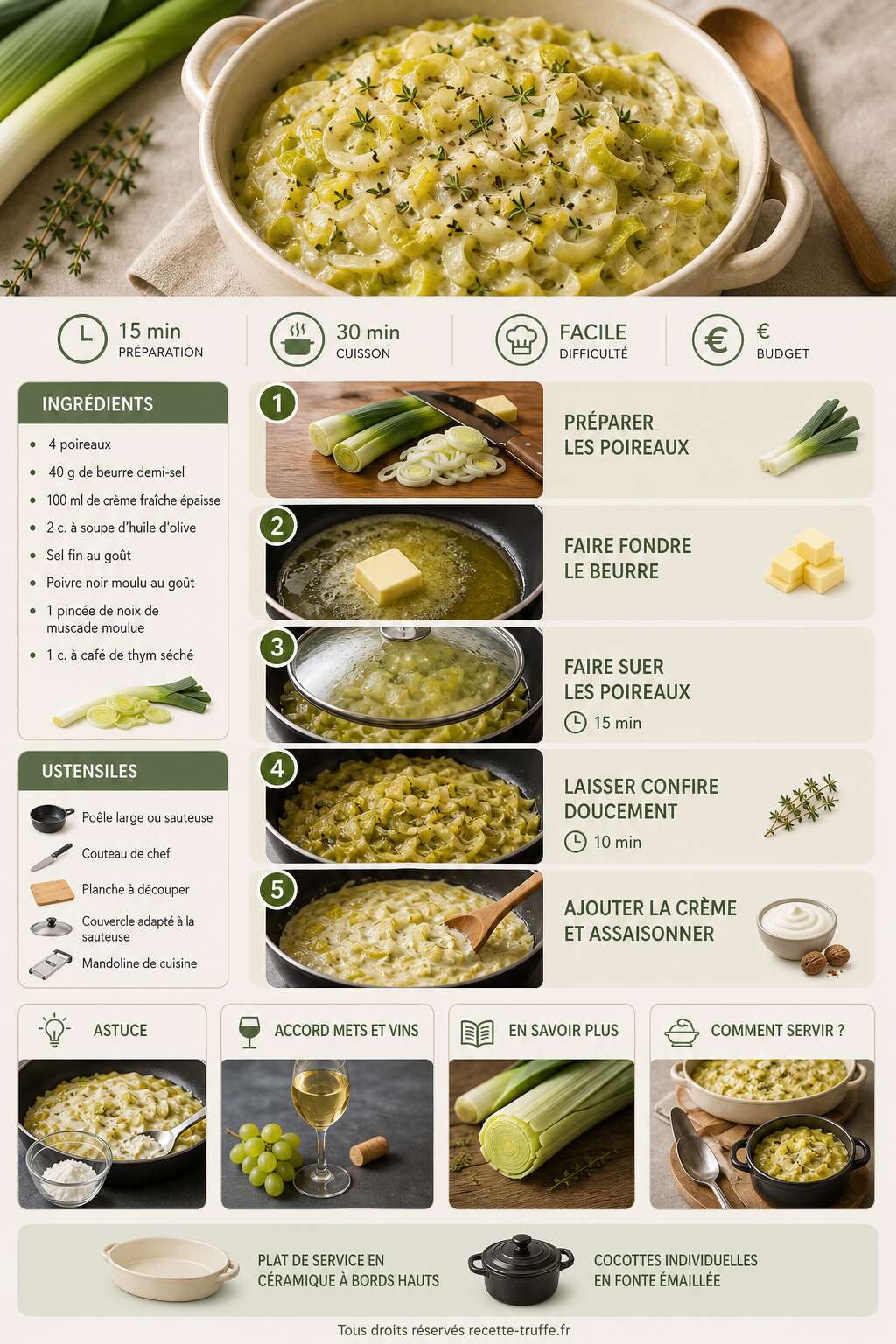 Fiche recette Recette facile de fondue de poireaux : comment la réussir ? Fiche recette Recette facile de fondue de poireaux : comment la réussir ?