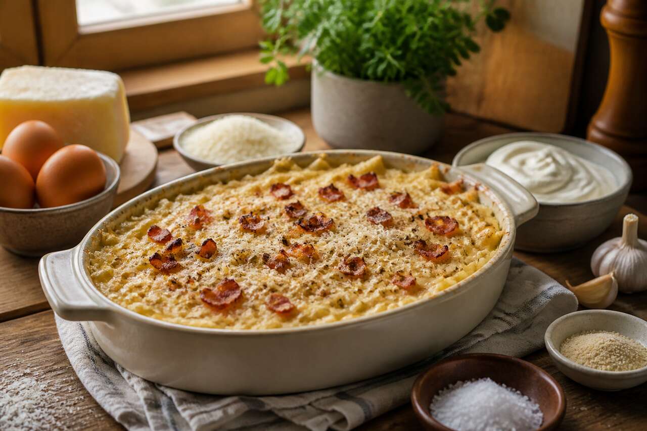 Gratin d'orzo façon carbonara : recette savoureuse et crémeuse