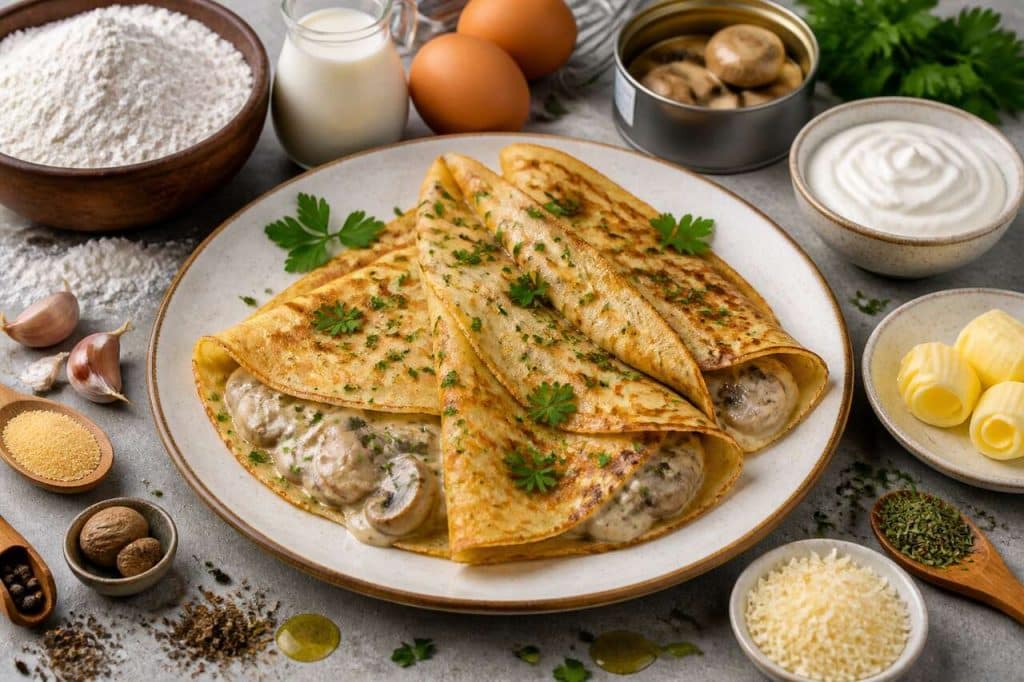 Crêpes champignons à la crème et persillade express