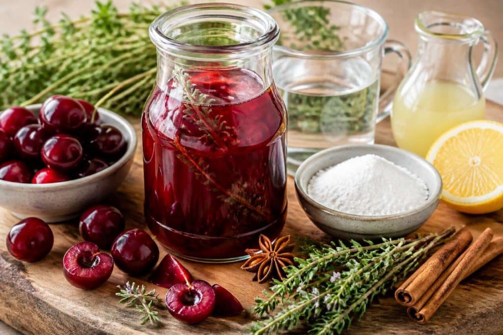 Cerises au sirop maison au thym : recette facile et savoureuse