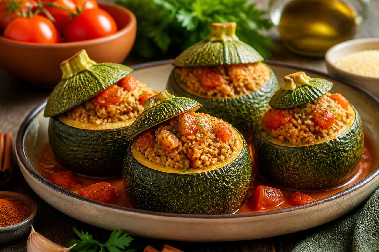 Courgettes rondes farcies à la semoule et tomate : la recette savoureuse