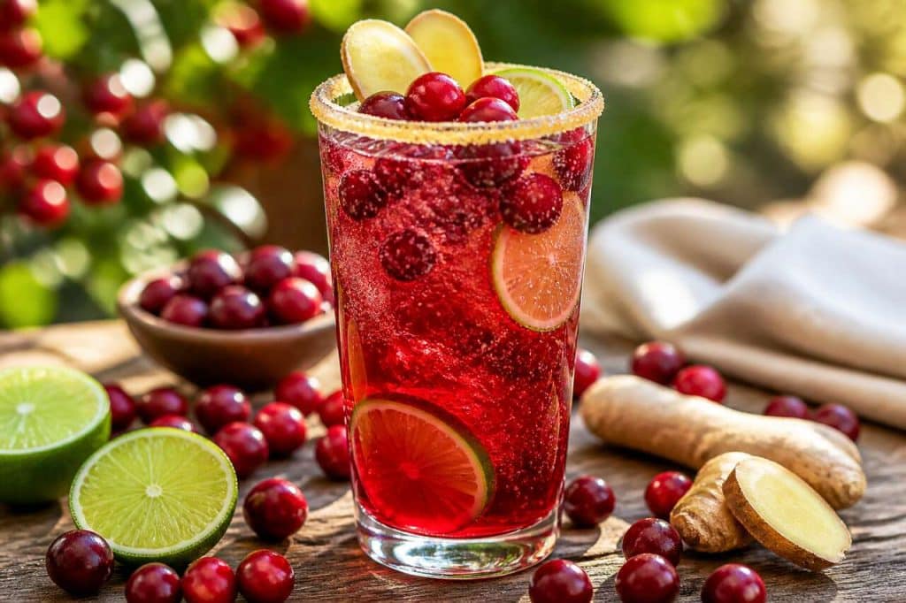Cocktail détox sans alcool : cranberries et citron vert
