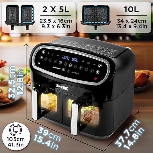 Test détaillé de la friteuse à air Duronic AF34 BK 10L avec 3 tiroirs : performances, consommation et avis utilisateur pour bien choisir.