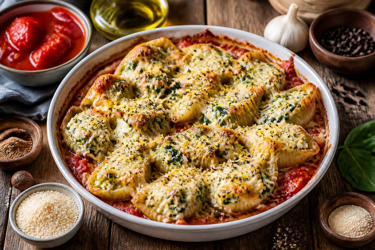 Recette : conchiglioni farcies ricotta et épinards