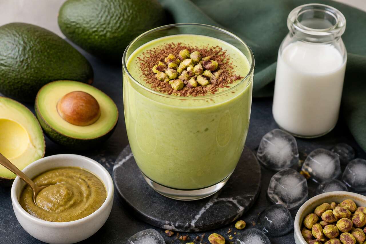 Smoothie avocat, chocolat et pistache : recette délicieuse