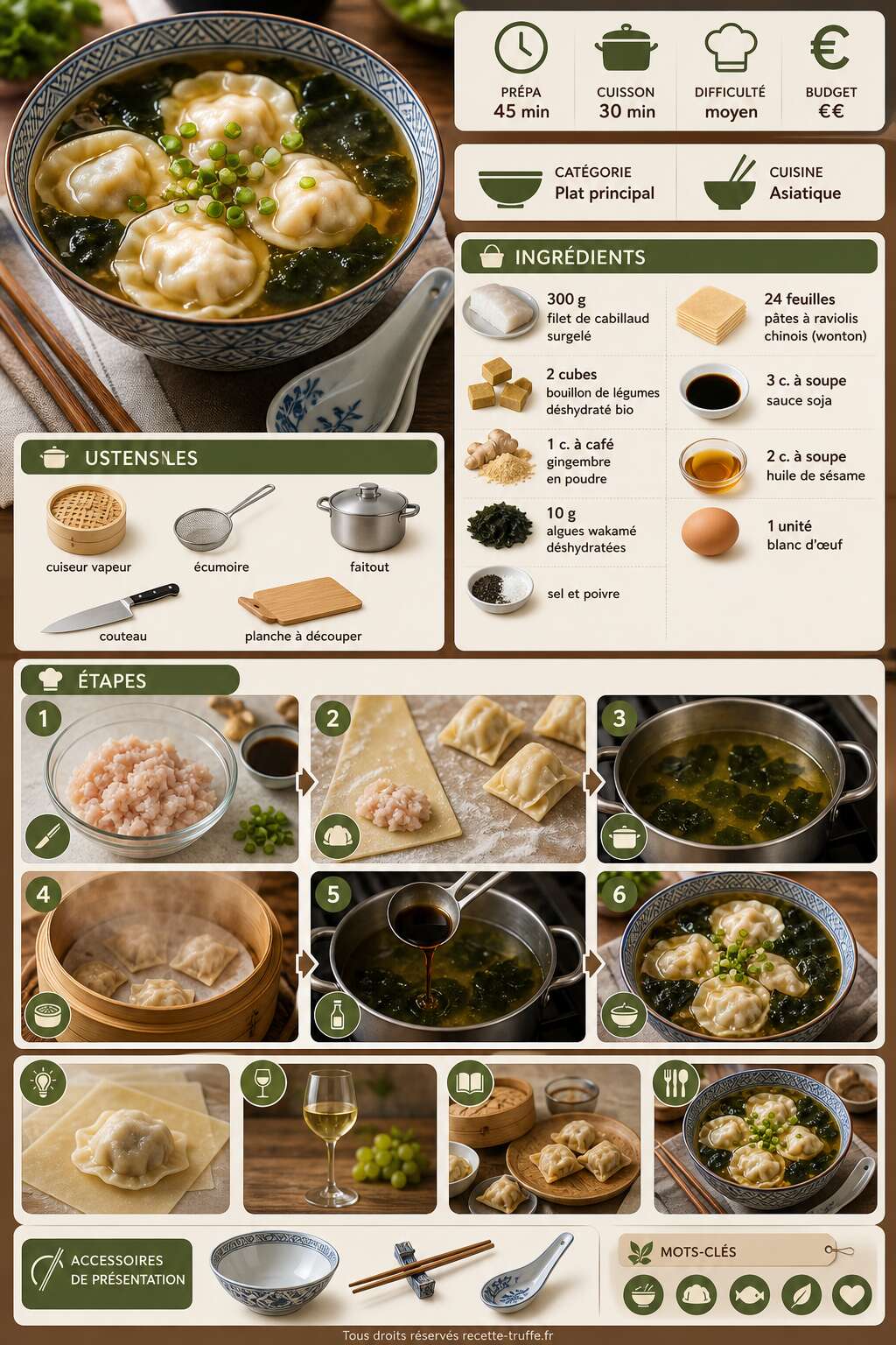 Fiche recette Bouillon de légumes : ravioles et poisson maison Fiche recette Bouillon de légumes : ravioles et poisson maison
