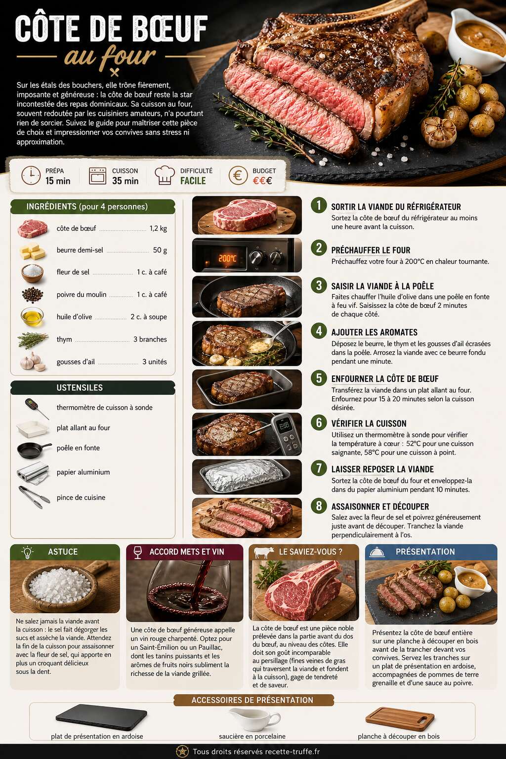 Fiche recette Côte de bœuf au four : recette savoureuse et facile Fiche recette Côte de bœuf au four : recette savoureuse et facile
