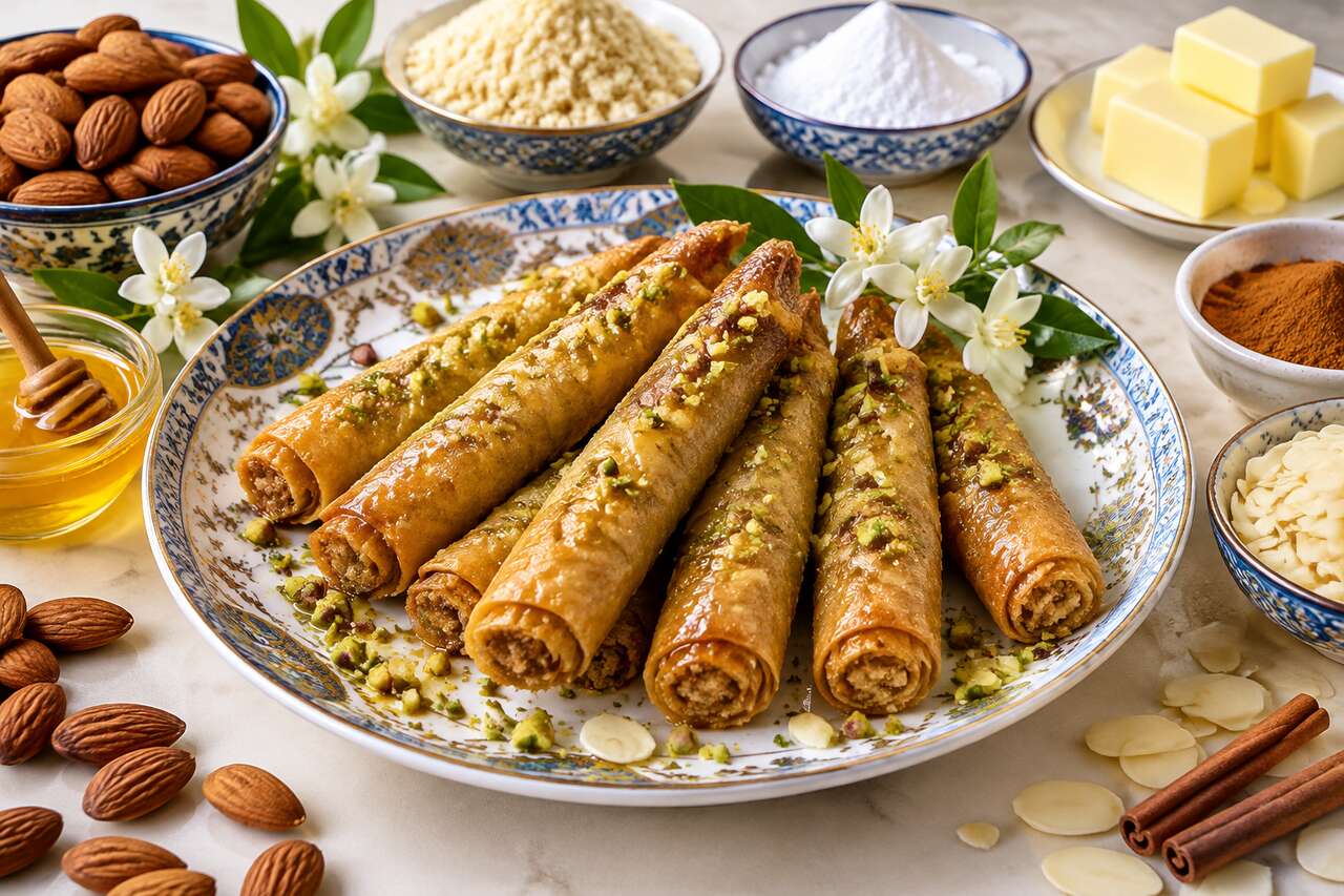 Recette de cigares aux amandes, fleur d'oranger et miel